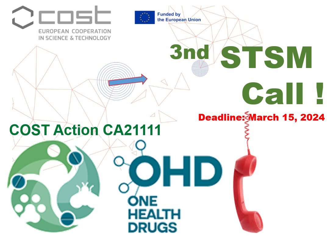 OneHealthdrugs has launched the 3rd STSM call ! Apply until March 15, 2024 ! Selection of grantees will be made among PhD Students & researchers proposing a project about the discovery of antiparasitic drugs and beyond. onehealthdrugs.com, @1Healthdrugs_ca,@ParaFrap