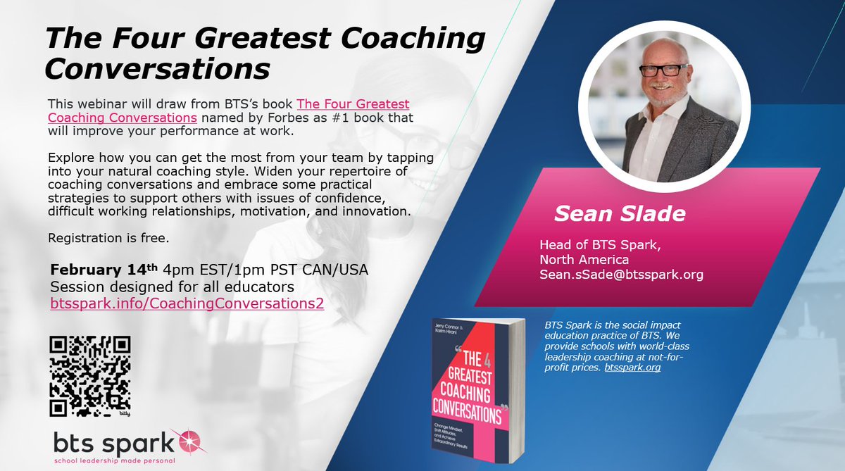 Join us next week for our next webinar on The Four Greatest Coaching Conversations - Wed. 2/14 4pm EST/1pm PST reg at bts.zoom.us/webinar/regist…