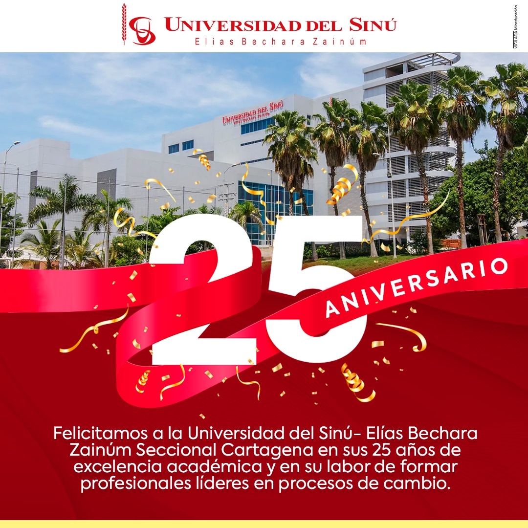 ¡Felices 25 años a la @UnisinuOficial – Elías Bechara Zainúm Seccional Cartagena! 🎉🎓 

Un cuarto de siglo dedicado a la excelencia académica y el desarrollo de futuros líderes. ¡Que sigan cosechando éxitos y transformando vidas por muchos años más! 🙌🏼 

#25AñosDeExcelencia