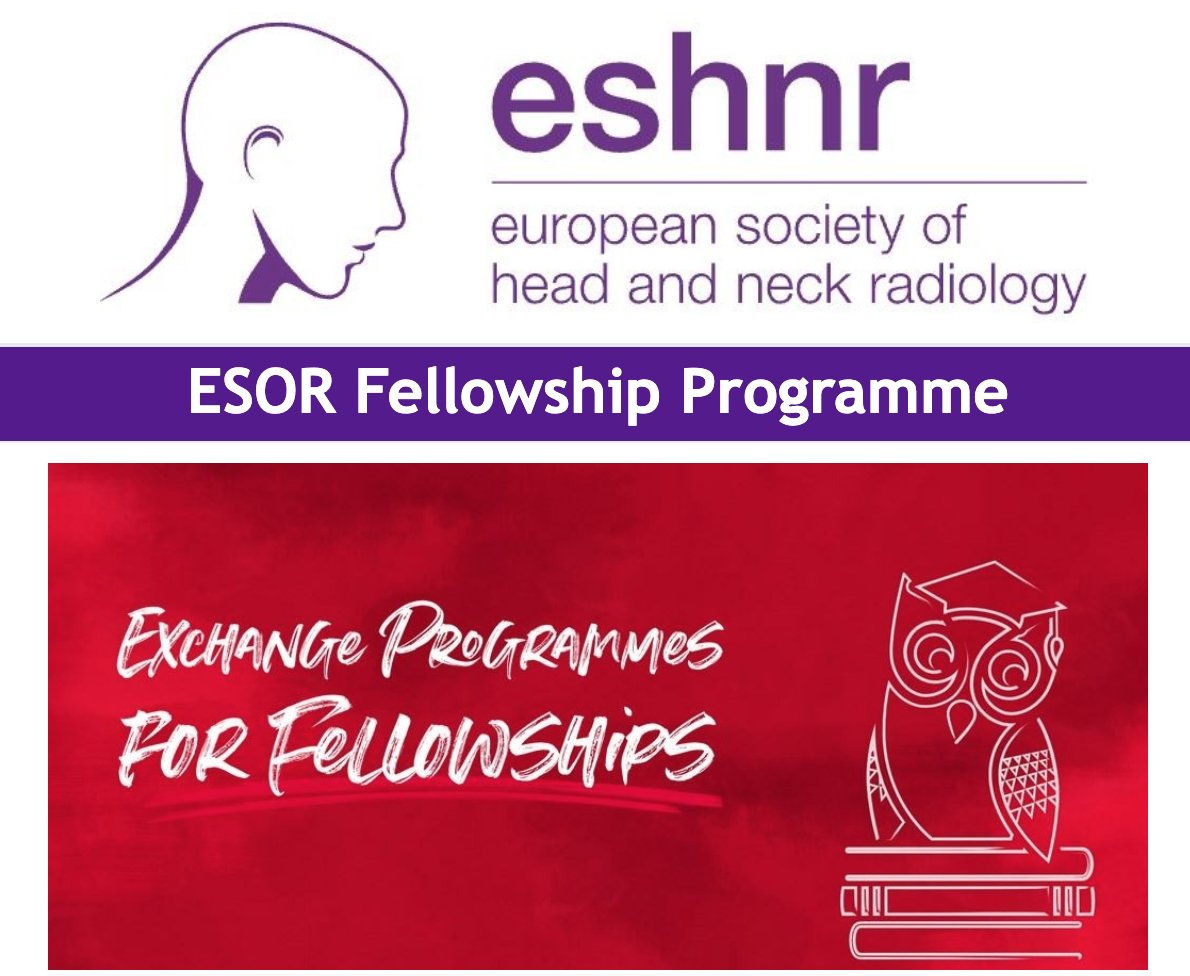 ESHNR and @myESR establish an exchange programme for fellowships or subspecialisation training in head and neck radiology. 📢Application is now open from February 1, 2024 – March 18, 2024 🔗eshnr.eu/education/esor…