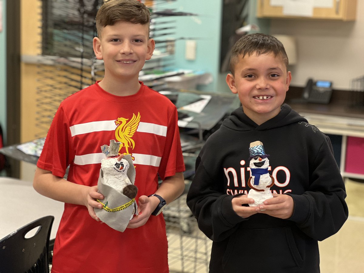 MrsSims7's tweet image. Fourth Grade Snowman Sculptures! @RiverRidgeElem