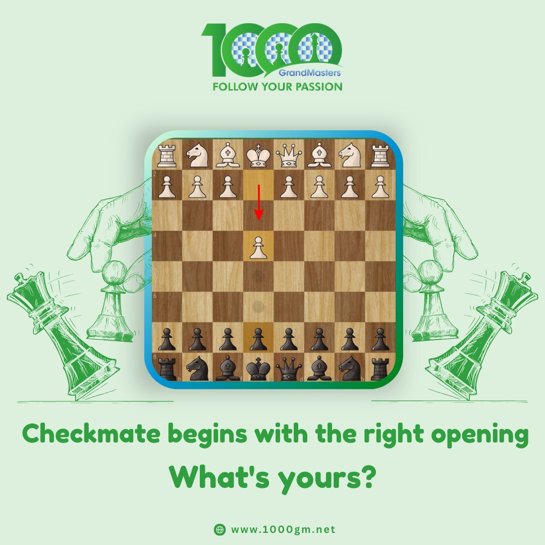 🤔🏁 It's your move! What opening strategy would lead to this dynamic position? Whether you favor the bold King's Gambit or the stealthy Sicilian Defence, every game tells a story. 

Comment Below and let us know your go-to opening move and find your match! 

#1000GM #Chess