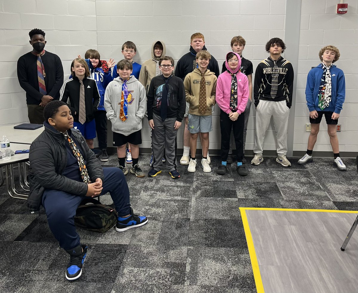 The Young Men of West practiced their Windsor Knot skills today in our group meeting <a href="/NobWestMS/">Noblesville West MS</a> #dapperdudes