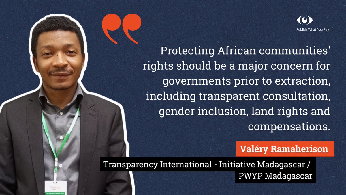 Les #minéraux de transition sont extraits à un rythme rapide en #Afrique.

Valéry Ramaherison de Transparency International Initiative Madagascar / @PWYPtweets  

pwyp.org/mining-indaba-…
#MI24

#Transitionminerals are being extracted at a fast pace in #Africa.