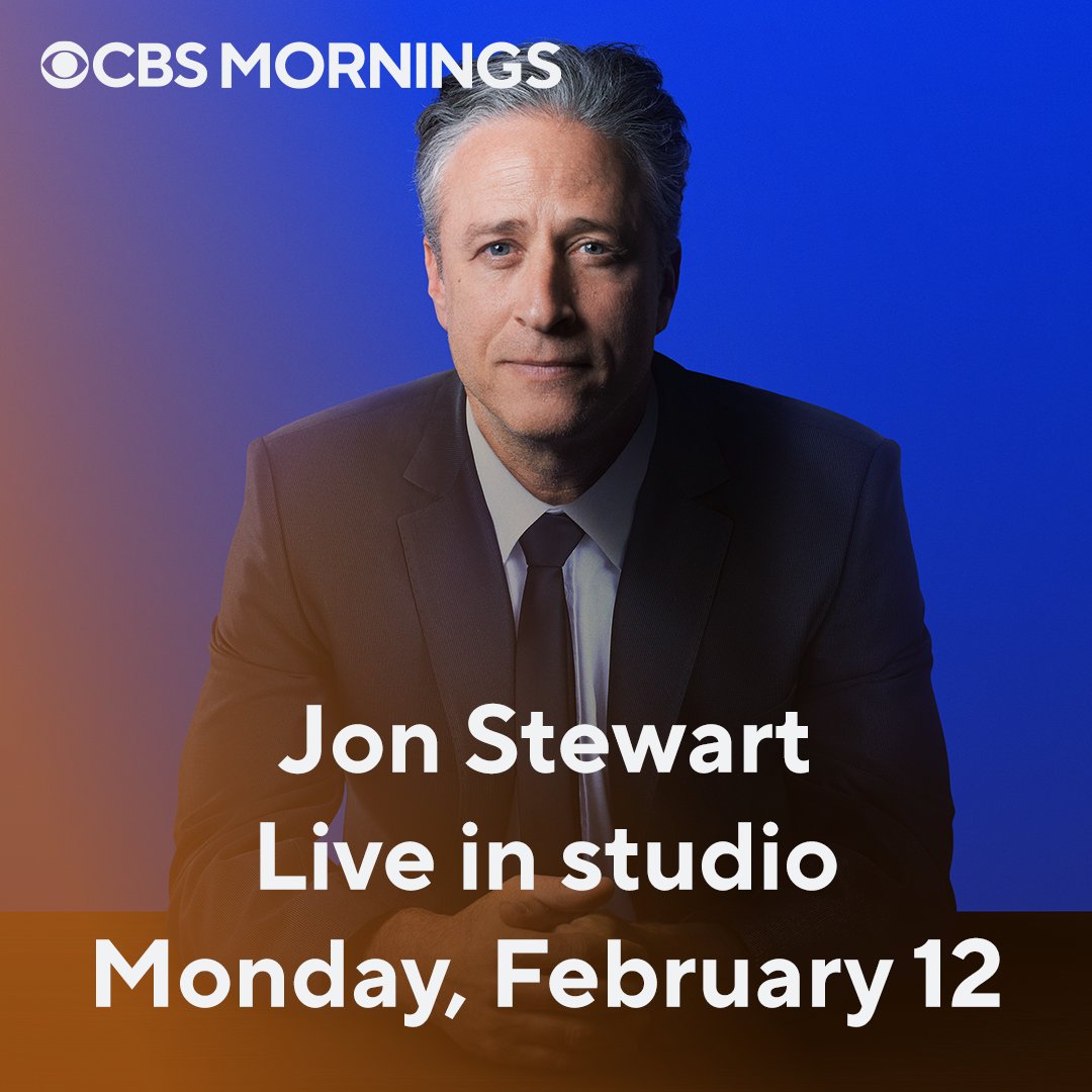 CBSMornings's tweet photo. TUNE IN: @jonstewart joins us live in studio to discuss his return to @TheDailyShow, Monday on CBS Mornings. https://t.co/0yqVKZXfbw