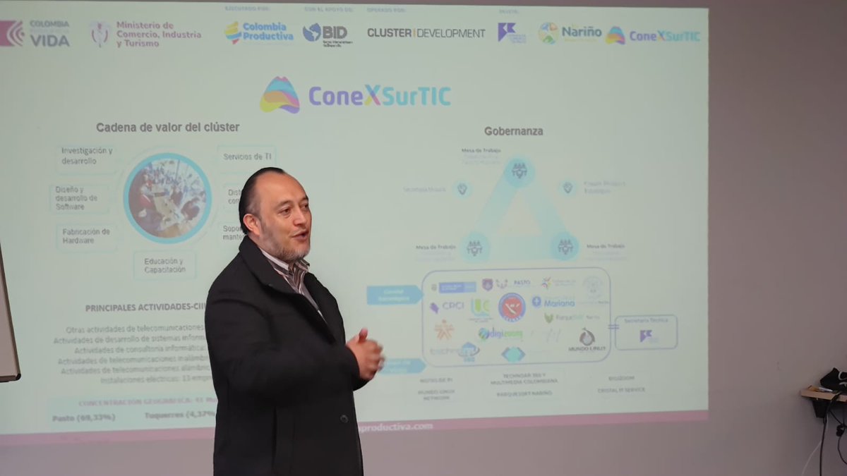 📢 Participamos en el evento de cierre del segundo ciclo - Clúster de Servicios más sofisticados Agradecemos a <a href="/MincomercioCo/">MinComercio Colombia</a>, <a href="/Col_Productiva/">Colombia Productiva</a>, <a href="/el_BID/">Banco Interamericano de Desarrollo</a>, <a href="/camarapasto/">Cámara de Comercio de Pasto</a> y <a href="/CLUSTER_DVLPMT/">CLUSTER DEVELOPMENT</a> #ConexSurTIC por esta gran iniciativa. 
#NariñoTIC #DesarrolloEmpresarial