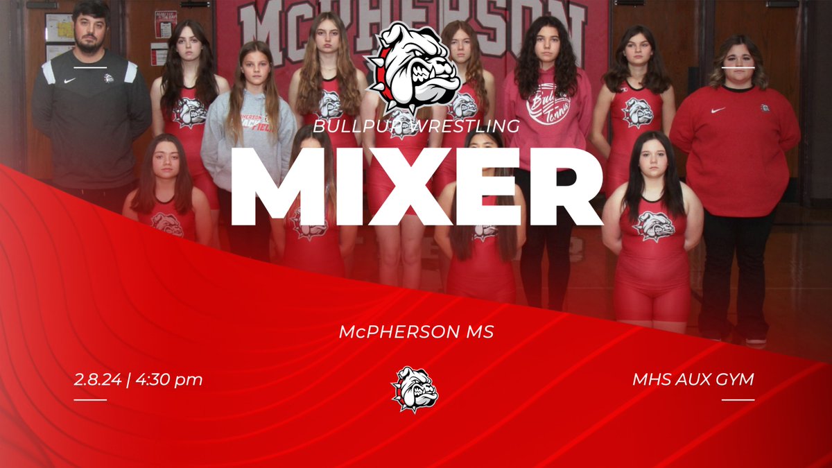 The MMS Girls Wrestling team hosts a Mixer today at the MHS Aux Gym with Abilene, Augusta, El Dorado &amp; Rose Hill! GO PUPS! #bullpupnation