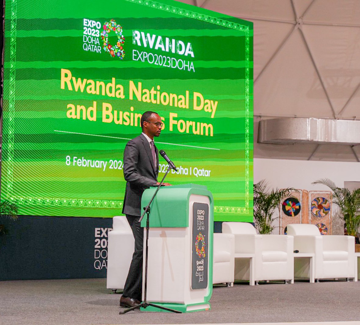 @RwandAgriExport @Expo2023Doha @PSF_Rwanda @RDBrwanda @SOUQALBALADI @urukerereza @snoonu_qa Ambassador @IgorMarara extends heartfelt thanks to all attendees for joining the #RwandaNationalDay and #BusinessForum. #Expo2023Doha