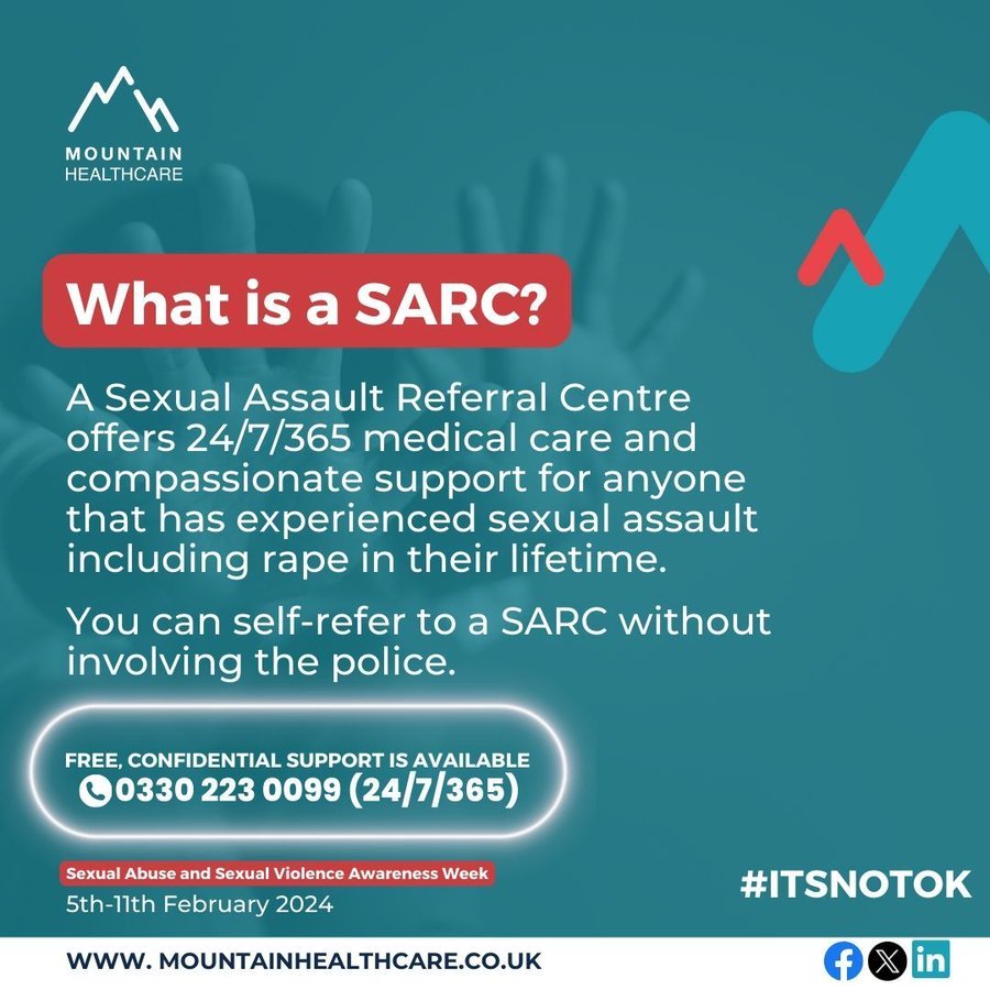 What is a Sexual Assault Referral Centre (SARC)? 

 A SARC is a trauma-informed and compassionate centre offering critical support and care to children, young people and adults who have experienced #sexualassault.  

You can help by spreading the word, please share this post.