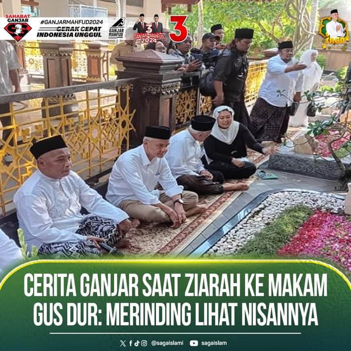 sagaislami's tweet photo. Ganjar Pranowo berziarah ke makam pendiri Nahdlatul Ulama (NU) KH Hasyim Asyari, dan presiden keempat RI, KH Abdurrahman Wahid atau Gus Dur, di kompleks Ponpes Tebuireng, Jombang, Jawa Timur.

Saat datang, Ganjar yang mengenakan peci hitam berbalut kemeja putih, diterima langsung oleh pengasuh Ponpes Tebuireng, KH Abdul Hakim Mahfudz, atau biasa disapa Gus Kikin.

#SahabatGanjar #GanjarPranowo #Ganjar #GenerasiGotongRoyong #GanjarPresiden #GanjarUntukSemua #GanjarMahfud2024 #SatSet #PastiLebihBaik #SatSetLebihBaik #MahfudMD
