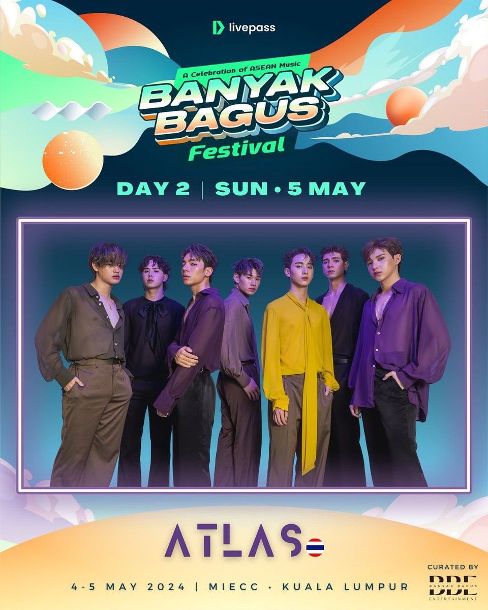 muonsan_story's tweet image. 🎶 Banyak Bagus Festival 2024 | A Celebration of ASEAN Music ✨

Join us in welcoming @ATLASofficialTH, the dynamic seven-member boy group from Thailand, to the BBF 2024 lineup!

🗓️ Day 2 | Sunday 5th may 2024
📍 MIECC, Kuala Lumpur

#BBF2024 #LivePass #BBE
#MuonATLAS #MUONSAN