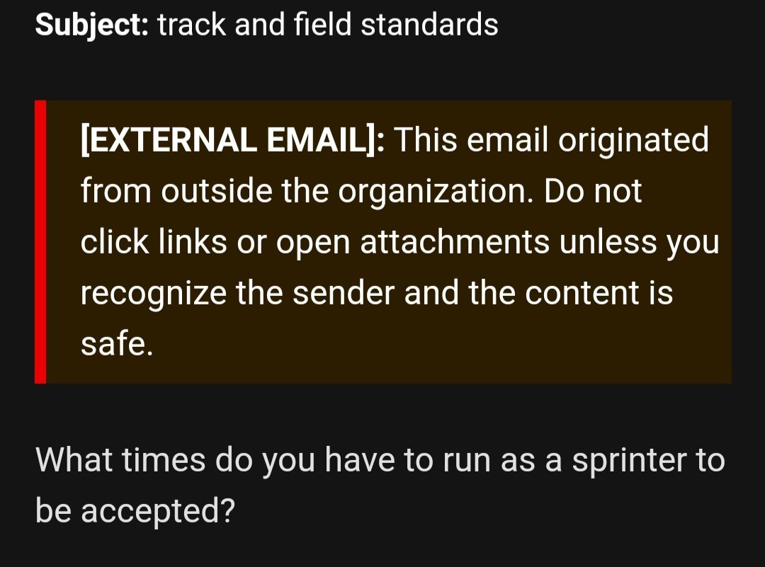 Recruiting PSA for HS athletes &amp; coaches, the absolute MINIMUM info when emailing a coach:
Name
Grade
High School
GPA/test score
Event marks

This is an email I just received, didn't know if I could reply per NCAA grade contact rules. 

#recruitingPSA #recruiting #trackandfield