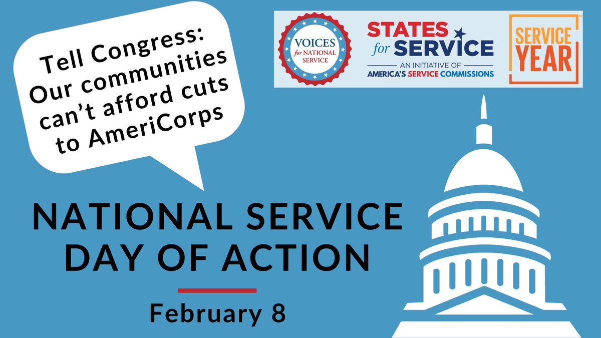Are you an AmeriCorps alum? Program partner? Supporter? Join @Voices4Service, @ServiceYear, and us TODAY for a virtual day of action to urge Congress to invest in @AmeriCorps in FY24! voicesforservice.org/national-servi… #Stand4Service