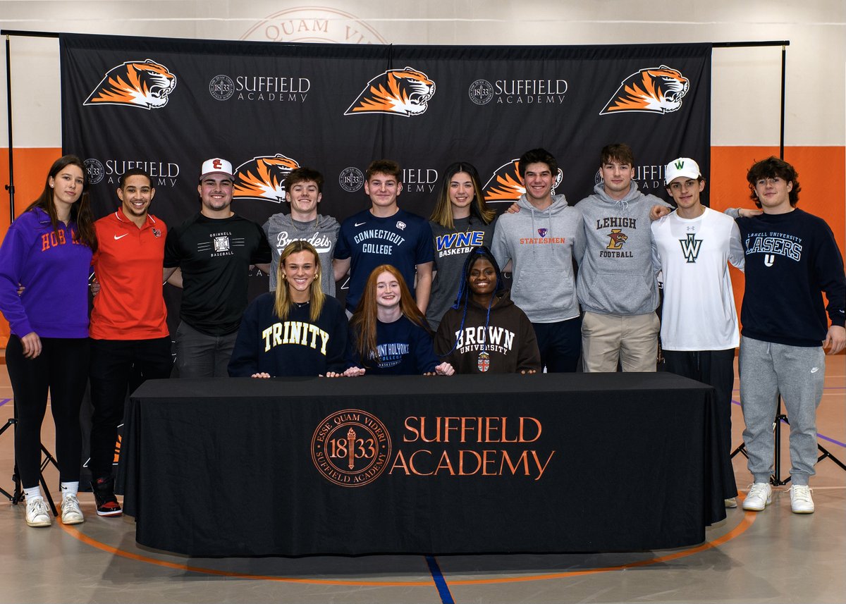 Suffield Academy (@suffieldacademy) on Twitter photo The community gathered to celebrate the 2nd Signing Day of the year. Congratulations to our athletes! <a href="/LehighFootball/">Lehigh Football</a> <a href="/BrownU_WSoccer/">Brown Women's Soccer</a> <a href="/Marist_BSB/">Marist Baseball</a> <a href="/JudgesBaseball/">Brandeis University Baseball</a> <a href="/iwu_mlax/">IWU Men's Lacrosse</a> <a href="/Trinity_FH/">Trinity Field Hockey</a> <a href="/HeronRowing/">William Smith Rowing</a> <a href="/HWSAthletics/">HWS Athletics</a> @mhclyons <a href="/CamelAthletics/">Connecticut College Athletics</a> <a href="/WNEwbasketball/">WNE Women’s Basketball</a> <a href="/GnellBaseball/">Grinnell Baseball</a> <a href="/LasellBSB/">Lasell University Baseball</a> The community gathered to celebrate the 2nd Signing Day of the year. Congratulations to our athletes! <a href="/LehighFootball/">Lehigh Football</a> <a href="/BrownU_WSoccer/">Brown Women's Soccer</a> <a href="/Marist_BSB/">Marist Baseball</a> <a href="/JudgesBaseball/">Brandeis University Baseball</a> <a href="/iwu_mlax/">IWU Men's Lacrosse</a> <a href="/Trinity_FH/">Trinity Field Hockey</a> <a href="/HeronRowing/">William Smith Rowing</a> <a href="/HWSAthletics/">HWS Athletics</a> @mhclyons <a href="/CamelAthletics/">Connecticut College Athletics</a> <a href="/WNEwbasketball/">WNE Women’s Basketball</a> <a href="/GnellBaseball/">Grinnell Baseball</a> <a href="/LasellBSB/">Lasell University Baseball</a>