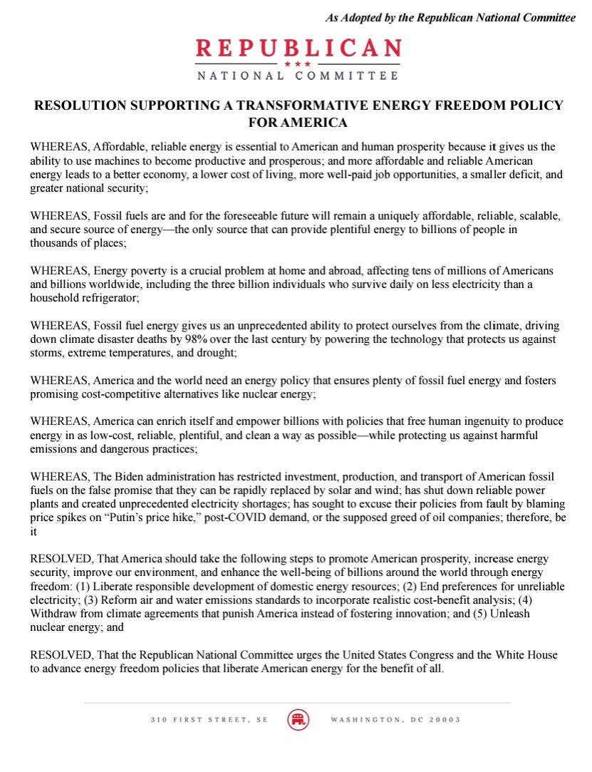 Celebrating @AlexEpstein's unmistakable impact on the RNC's latest energy resolution! His unique approach to framing energy debates has clearly resonated, guiding this landmark policy. A nod to the power of his intellectual activism.  #EnergyFreedom #RNC