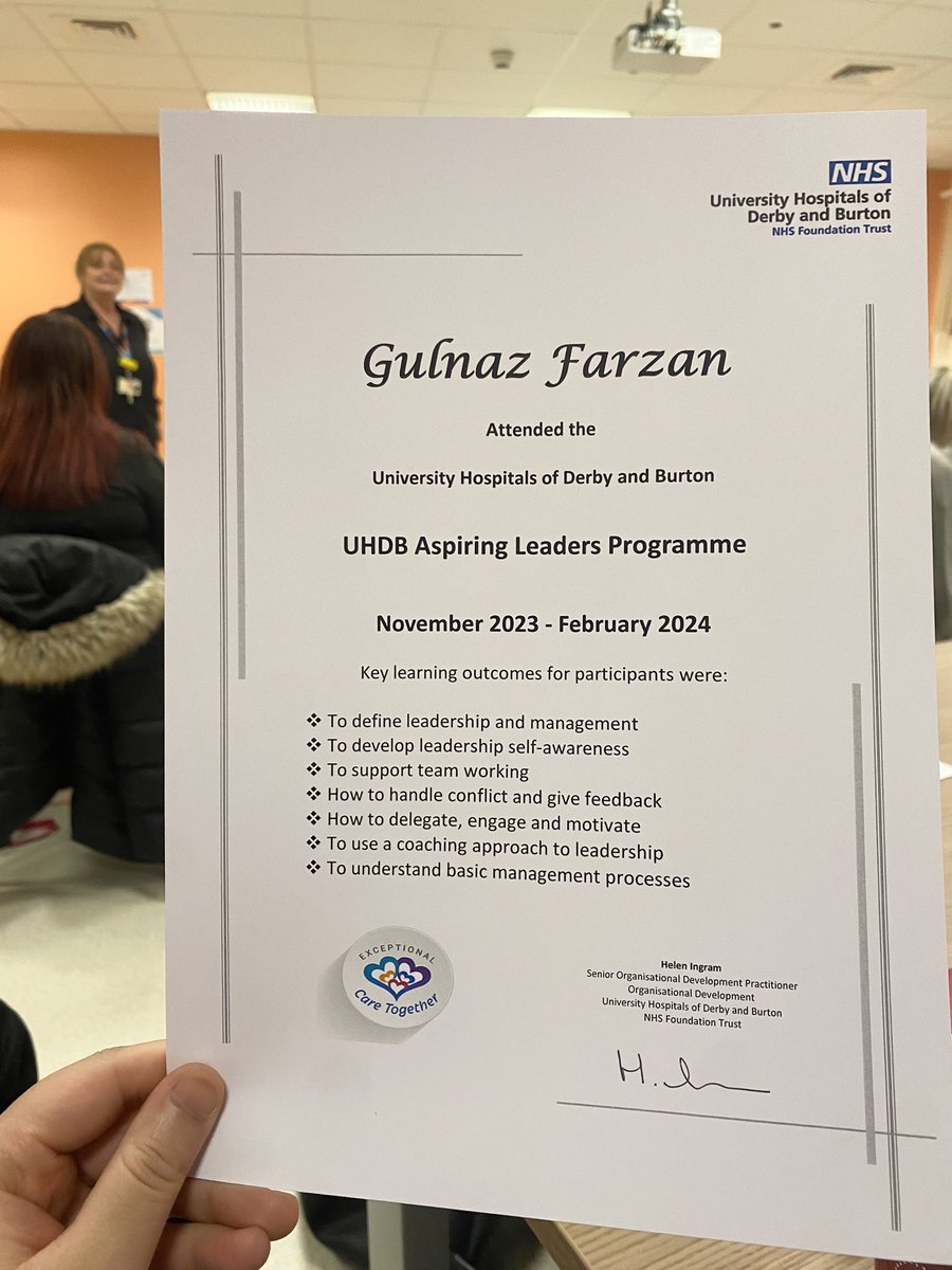 GulnazFarzan1's tweet photo. Aspiring Leadership Programme ! Thank-you @DerbyHingram @UHDB_OD for equipping us with the skills and knowledge to continue to be the best leaders possible at @UHDBTrust. An invaluable course to invest in staff and have a positive outlook on culture 🎉 @NurseKhalidP https://t.co/sTzp49DWah