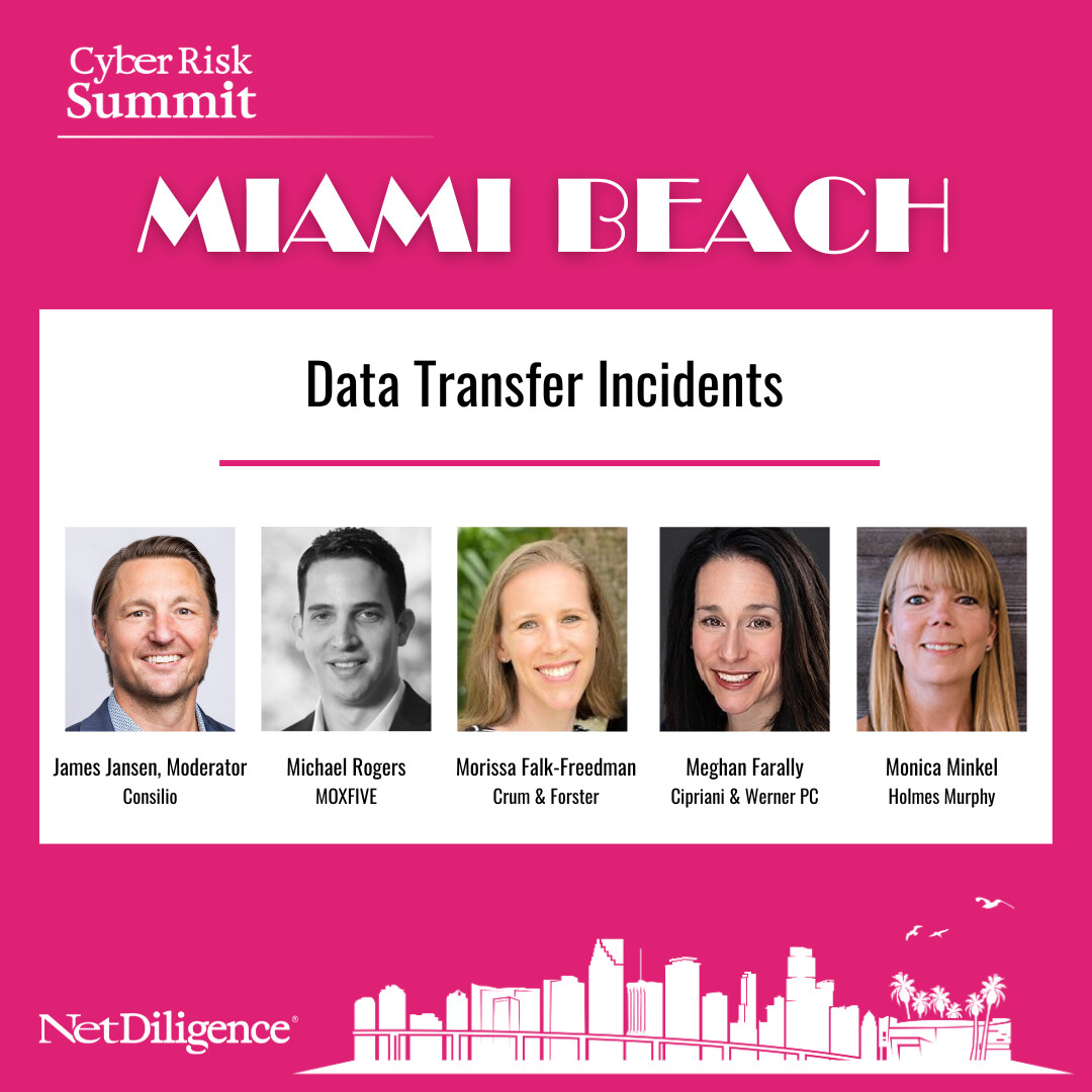 If you're headed to the NetDiligence #CyberRiskSummit next week, mark your calendar and join the MOXFIVE team for the Data Transfer Incidents panel on Tues., Feb. 13 at 2:35pm! bit.ly/3w010wH