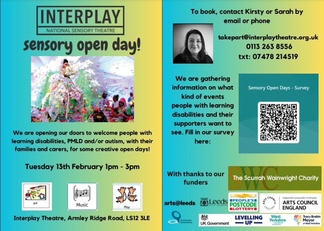 @interplayleeds are having a #sensory open day next week. Particularly good for people who may struggle to access other forms of theatre. #PMLD