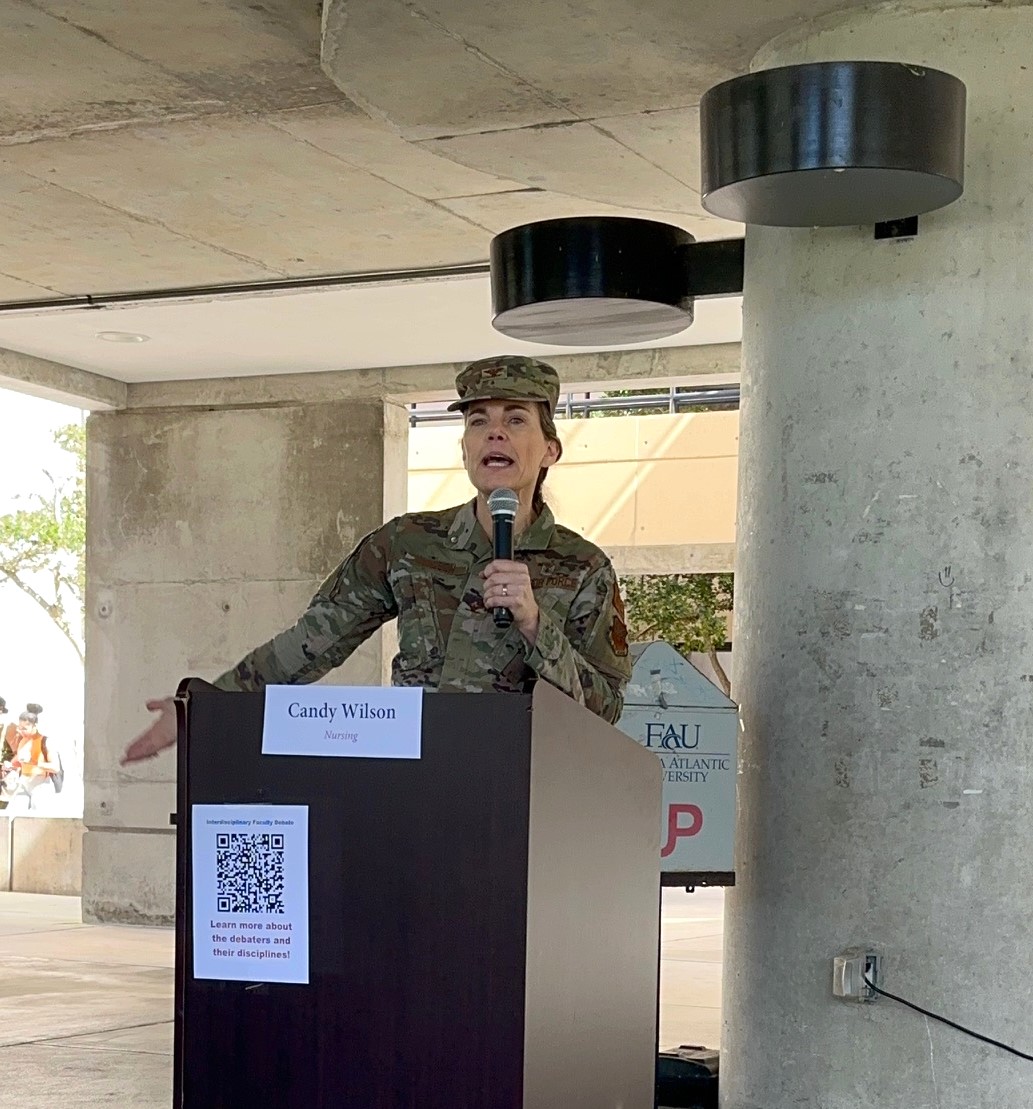 faunursing's tweet photo. Dr. Candy Wilson, our Interim Assoc. Dean of Research & Scholarship rocked the Breezeway Dialogues yesterday in Boca! Among top debaters, she clinched the crowd's vote for Nursing Science. Congratulations, Dr. Wilson! #FAUNursing #faubreezewaydialogues #caringscience" https://t.co/vYx9kpp3p7