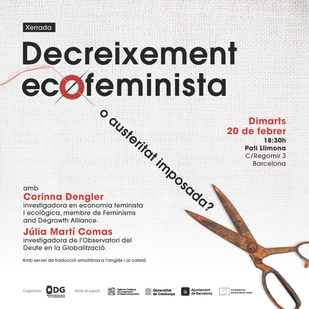 ODG (@twitt_odg) on Twitter photo Xerrada | Decreixement ecofeminista o austeritat imposada?
➡️Les propostes de transició necessiten els feminismes per imaginar futurs més justos.
🗣️Amb <a href="/corinna_viajera/">Corinna Dengler (find me at @corinna-viajera.bsky)</a> i <a href="/en_construccio/">@en_construccio@mastodon.social</a>.
📅Dimarts 20/02 a les 18:30h al <a href="/patillimona/">Pati Llimona</a>.
✍️Inscripcions 👉odg.cat/blog/xerrada-d… Xerrada | Decreixement ecofeminista o austeritat imposada?
➡️Les propostes de transició necessiten els feminismes per imaginar futurs més justos.
🗣️Amb <a href="/corinna_viajera/">Corinna Dengler (find me at @corinna-viajera.bsky)</a> i <a href="/en_construccio/">@en_construccio@mastodon.social</a>.
📅Dimarts 20/02 a les 18:30h al <a href="/patillimona/">Pati Llimona</a>.
✍️Inscripcions 👉odg.cat/blog/xerrada-d…