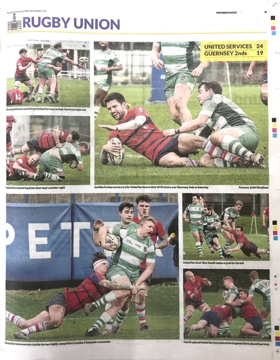 Nice spread of images in todays portsmouth news of United Services 24-19 win over Guernsey 2’s. @US_RFC @StJacquesRFC @portsmouthsport