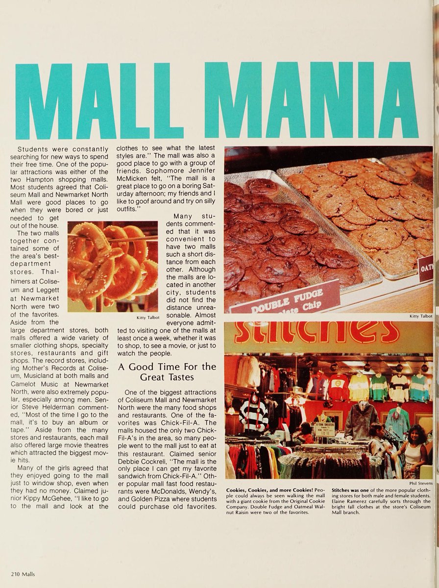 saleintothe90s's tweet image. woa, so I think I found the candy shop my dad took me to this one time when I was real lil. Either that or he got us candy from here and gave it to us while we were at sears? Can't remember sadly. (newmarket north mall, 1987, via Menchville High School yearbook) #deadmalls #hrva