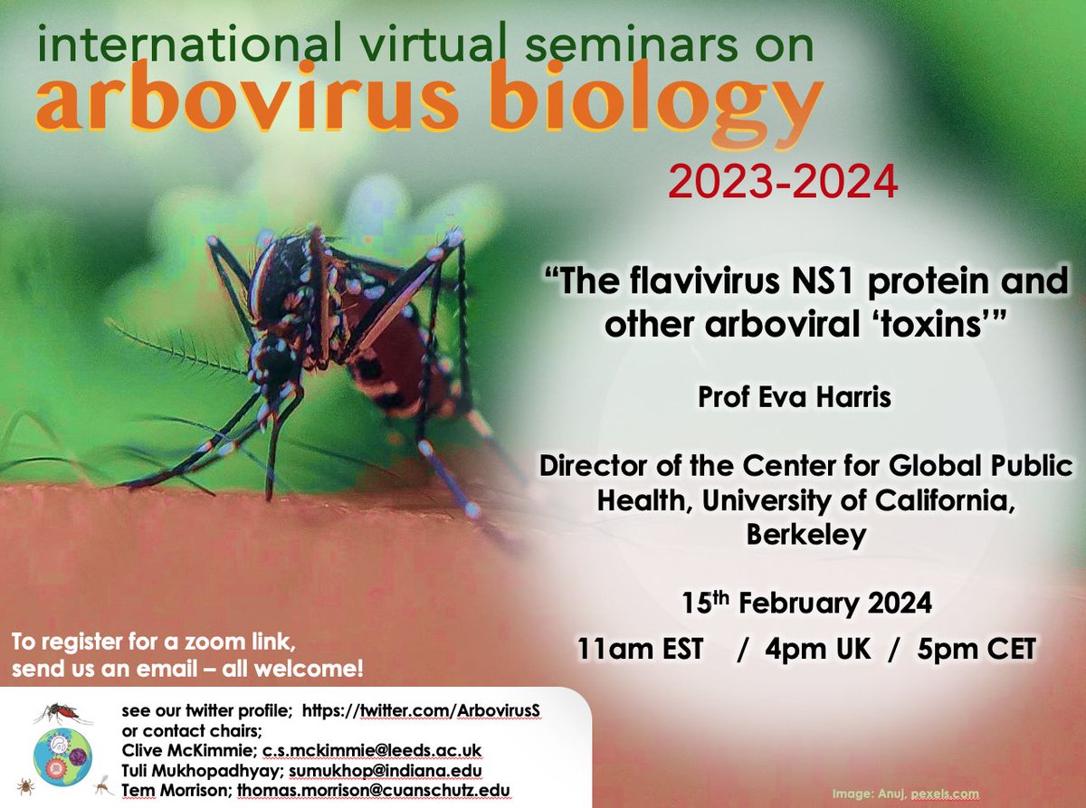 Arbovirus Seminars (@arboviruss) on Twitter photo Super psyched that we have Eva Harris <a href="/HarrisProgram/">Eva Harris</a> talking about her teams latest findings NEXT THURSDAY. Eva's team undertakes some truly inspiring research in the dengue/zika field. Sure to be a good one; all welcome! Please help us with a RT :-) Super psyched that we have Eva Harris <a href="/HarrisProgram/">Eva Harris</a> talking about her teams latest findings NEXT THURSDAY. Eva's team undertakes some truly inspiring research in the dengue/zika field. Sure to be a good one; all welcome! Please help us with a RT :-)