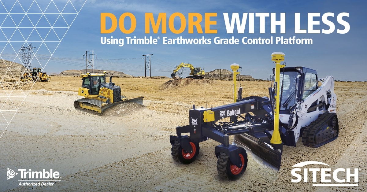 SITECHChes's tweet photo. Do more with less! Utilizing Trimble® Earthworks, what used to take many steps and machines to guarantee grade of a site has been reduced to a singular platform. Earthworks will keep you accurate on the job and allow you to focus on getting it done on time! https://t.co/DvcKED8YY8