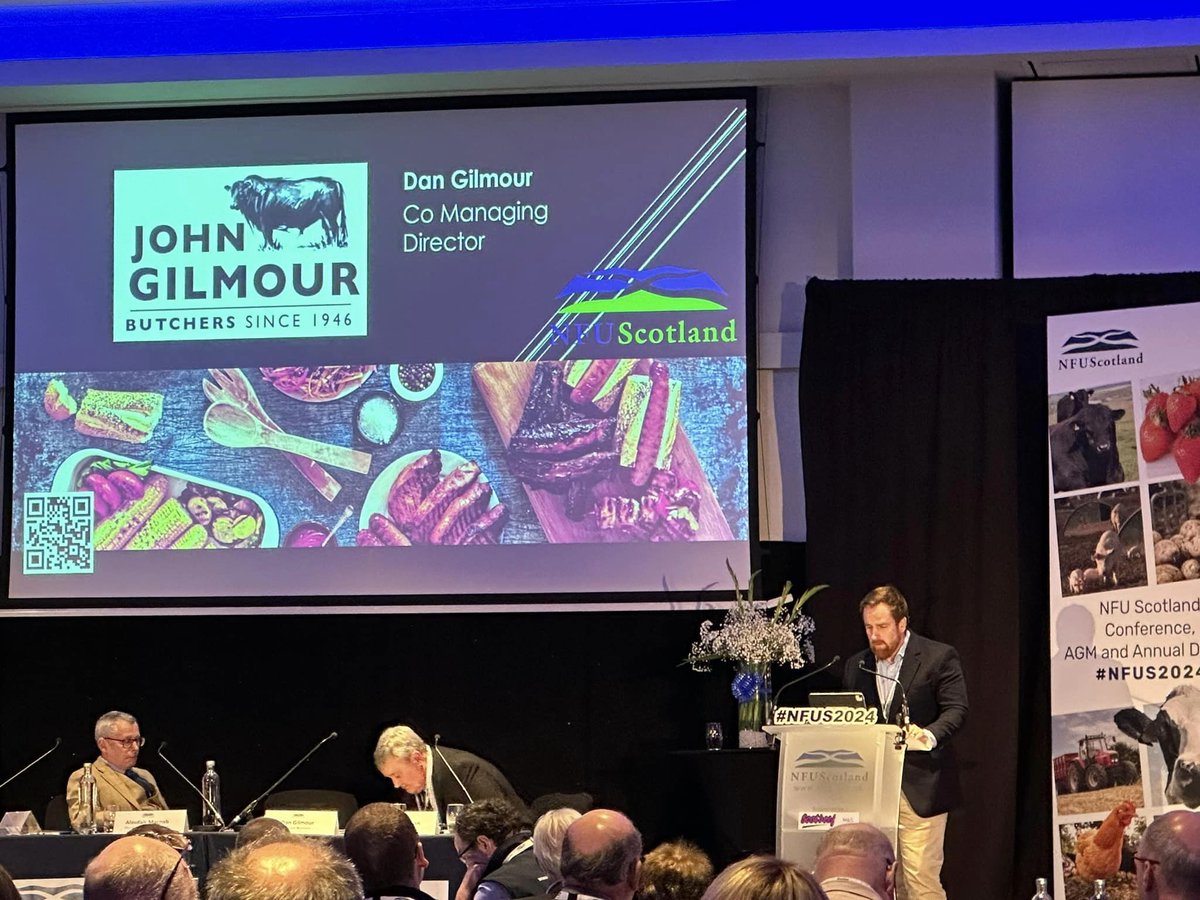 NFUStweets's tweet image. Great to hear from two family run business Gilmour Butchers and Farmlay Eggs at #NFUS2024 

Both speakers had interesting recommendations for the Scottish farming sector, building on their own experiences in meat and poultry.
#BritishAgriculture #ScottishFarming