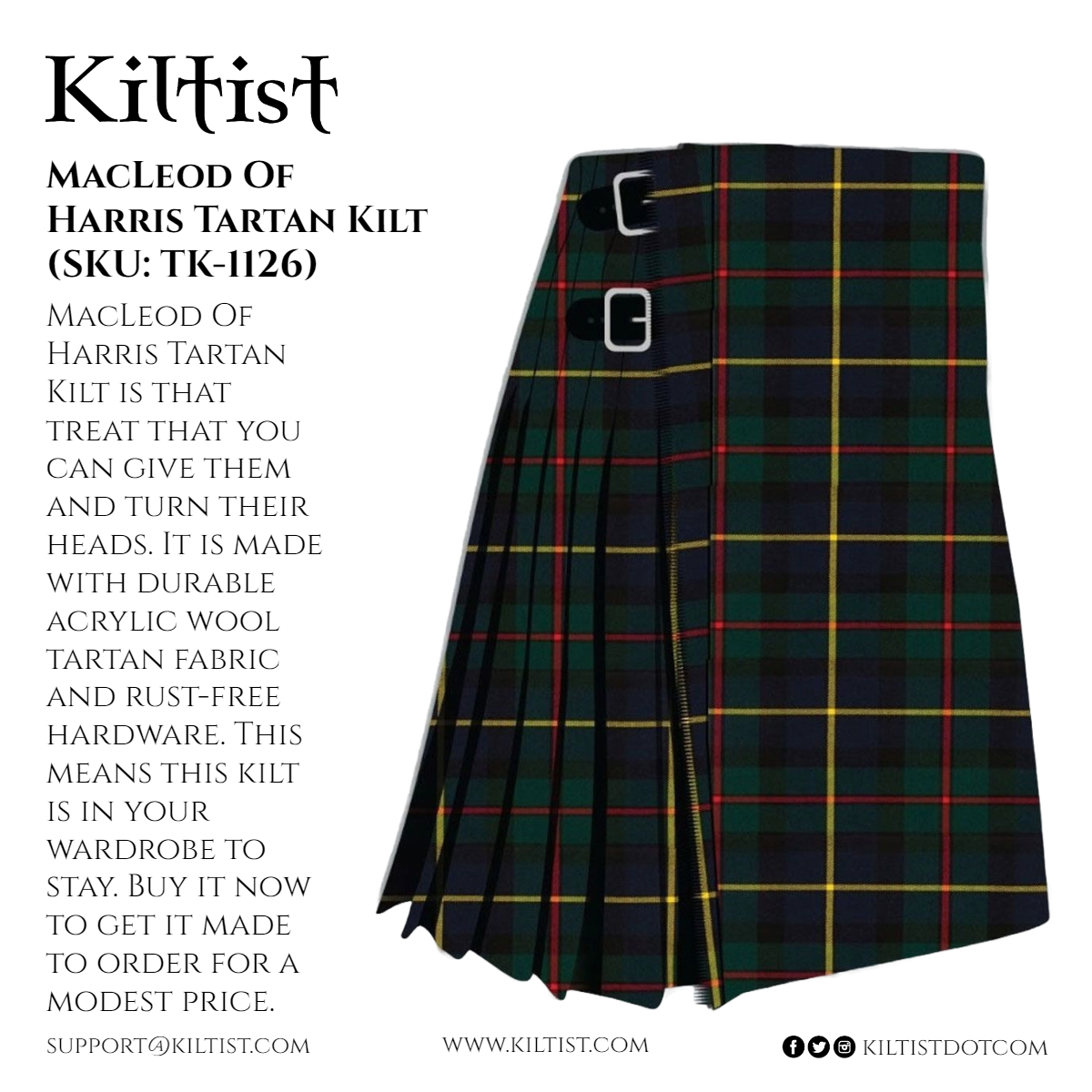 KiltistDotCom's tweet photo. MacLeod Tartan Kilt is that treat, you can give your friends and turn their heads. It is made with durable acrylic wool tartan and rust-free hardware. Press the link below to order on our website; https://t.co/7cgUE5AGlH 
#MacLeodOfHarrisTartan  #KiltedForYou #FashionEssentials https://t.co/92VZnhQMOe