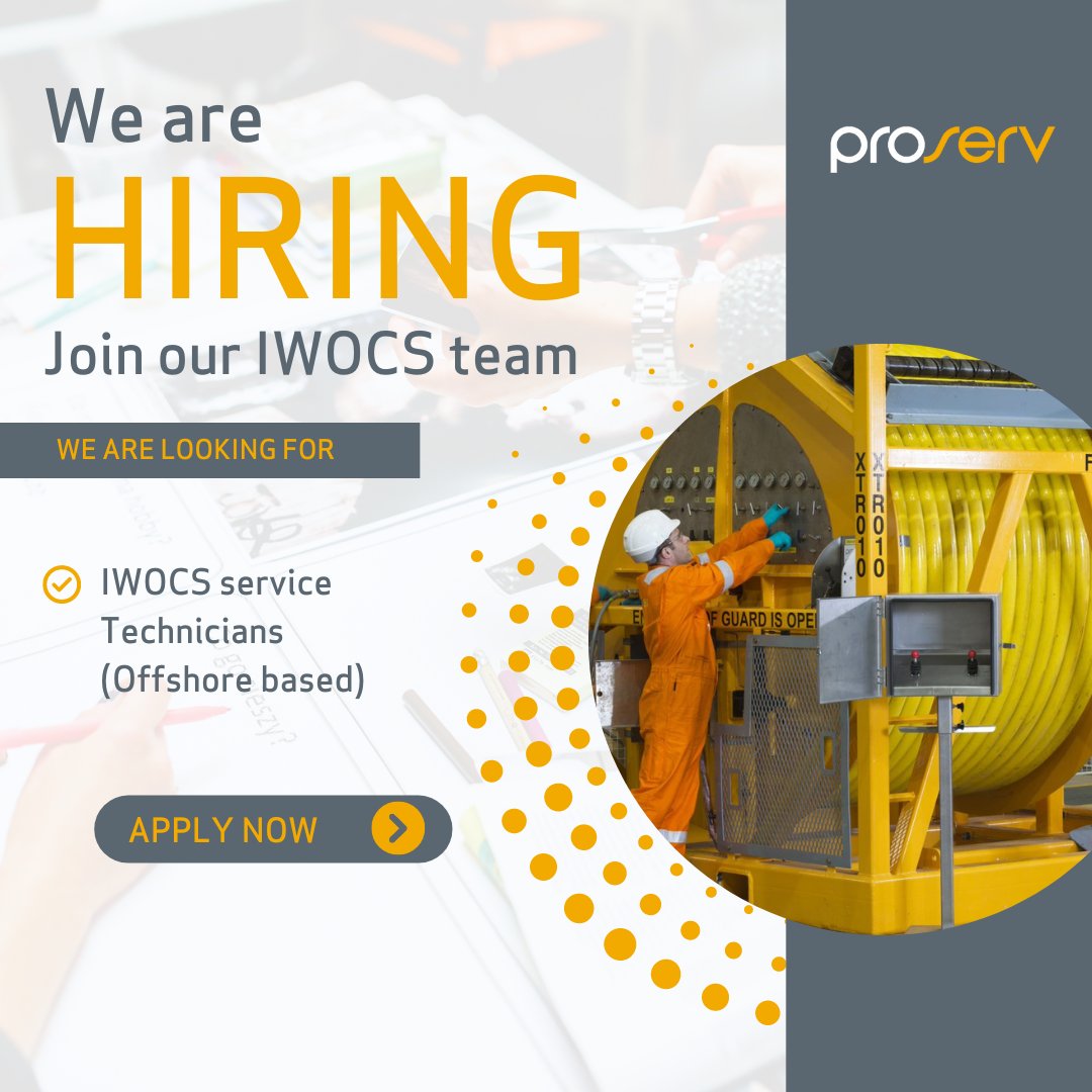 Join our dynamic Aberdeen IWOCS team! We're on the lookout for skilled IWOCS Service Technicians (Offshore based). Elevate your career by connecting with us.
Apply here:
applynow.net.au/jobs/PROSERVUK…

#joinourteam #aberdeenjobs