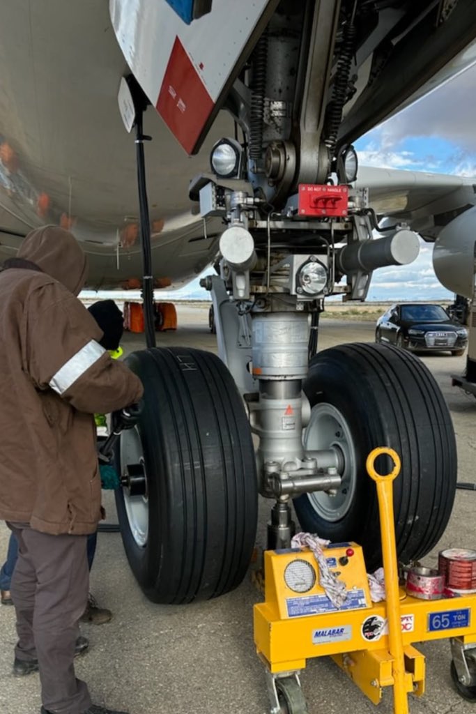 22 big new shiny tyres on our first a380 to fly - no small task and one of many we have been hard at work on for the last few months ✈️ <a href="/globalairlines/">Global Airlines</a>
