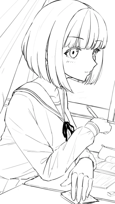 初の横顔描き 