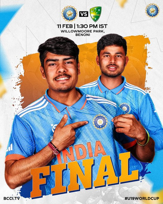 #U19WorldCup 

WTC23 Final 🔄 CWC23 Final 🔁 #U19WorldCup 2024 Final 

INDIA V AUSTRALIA