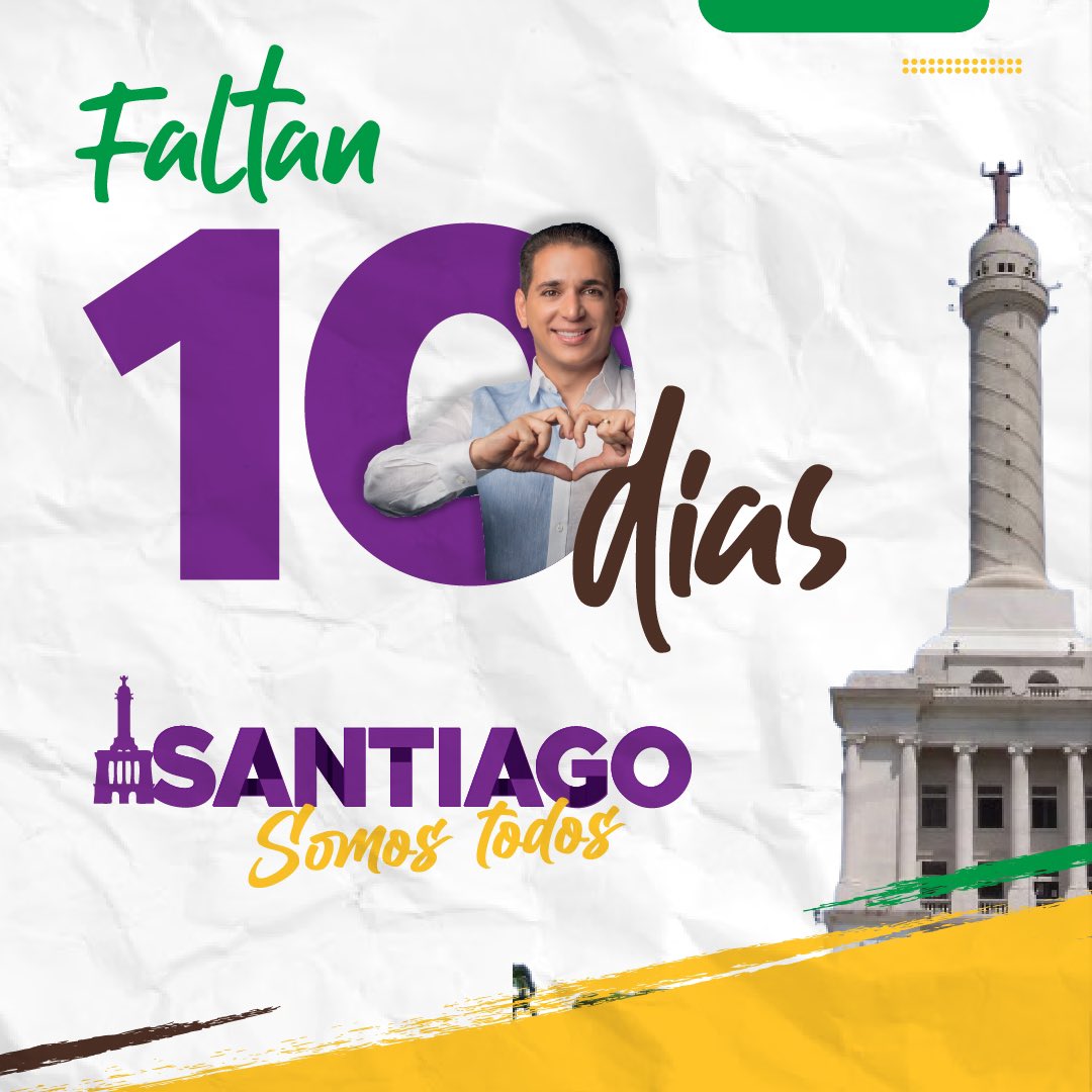 VictorFadulL's tweet photo. Estamos a 10 días de decidir si volvemos al retroceso, o continuamos con el progreso y desarrollo en Santiago. ¡Tu voto es la clave para que unidos sigamos haciendo historia! 

Este 18 de febrero vota Víctor Fadul Alcalde, Vota 2.

#Vota2 #VíctorFadulalcalde #Santiagosomostodos #Conteo #Alcalde #Alcaldía #Febrero