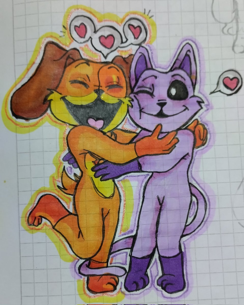 Tenía muchas ganas de dibujar a estos dos, ¡Son tan lindos! Dogday &amp; Catnap. #PoppyPlaytime #PoppyPlaytime3 #SmilingCritters #Dogday #catnap #fanart