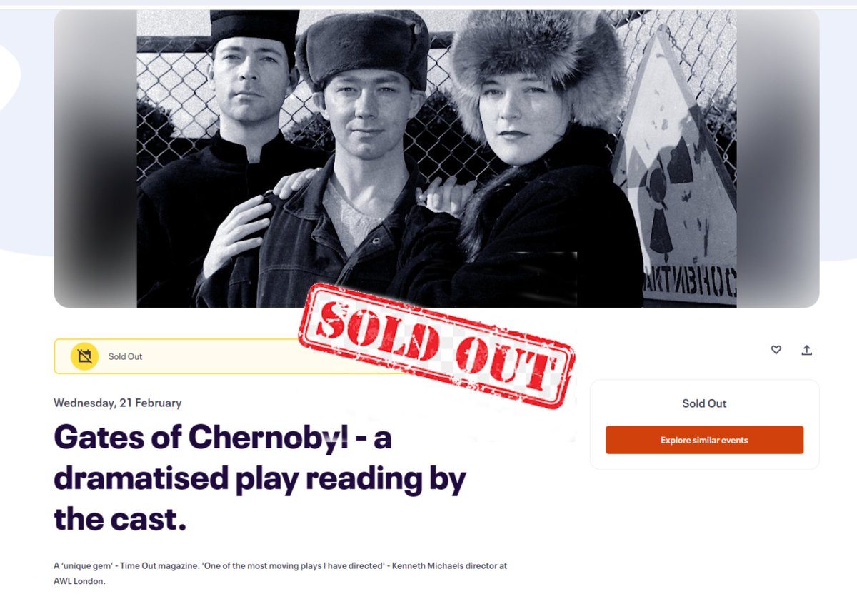 MikeTheWrite's tweet image. Pleased to say the Gates of Chernobyl play reading is sold out. We are collecting for Ukrainian refugees. February is the second anniversary of the Russian invasion.