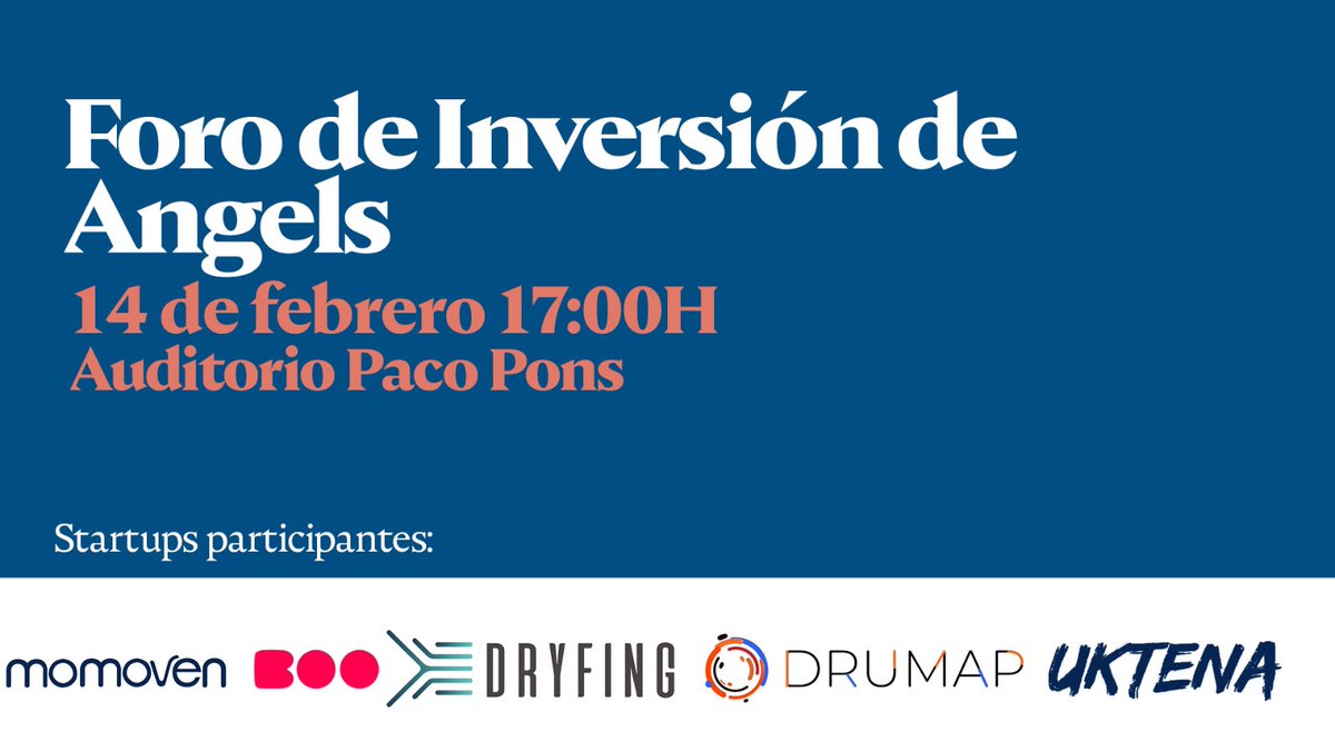 angels_capital's tweet photo. El miércoles que viene vuelve el Foro de Inversión💰

Estará Antonio Weingärtner de PSG Equity, para contarnos cómo hacer crecer tu empresa para captar la atención de inversores 🔝

Después escucharemos los pitch de Momoven, Drumap, Bootravel, @dryfing_  @Uktena_es y Foodlus.🙌 https://t.co/o04DGqo8NY