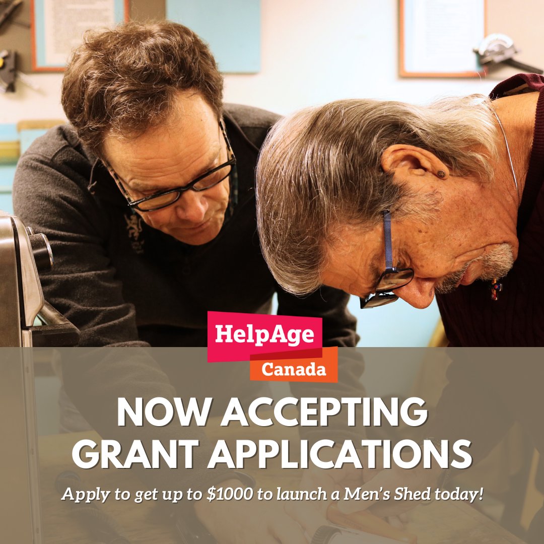 HelpAgeCA's tweet photo. FUNDING IS STILL AVAILABLE TO LAUNCH A MEN'S SHED ‼️ From securing a space for your new Shed to getting the word out, our Men's Sheds Start-Up Grant is here to help. Don't delay – apply today! https://t.co/zKA9UcKoRB https://t.co/kljx2pHCYG