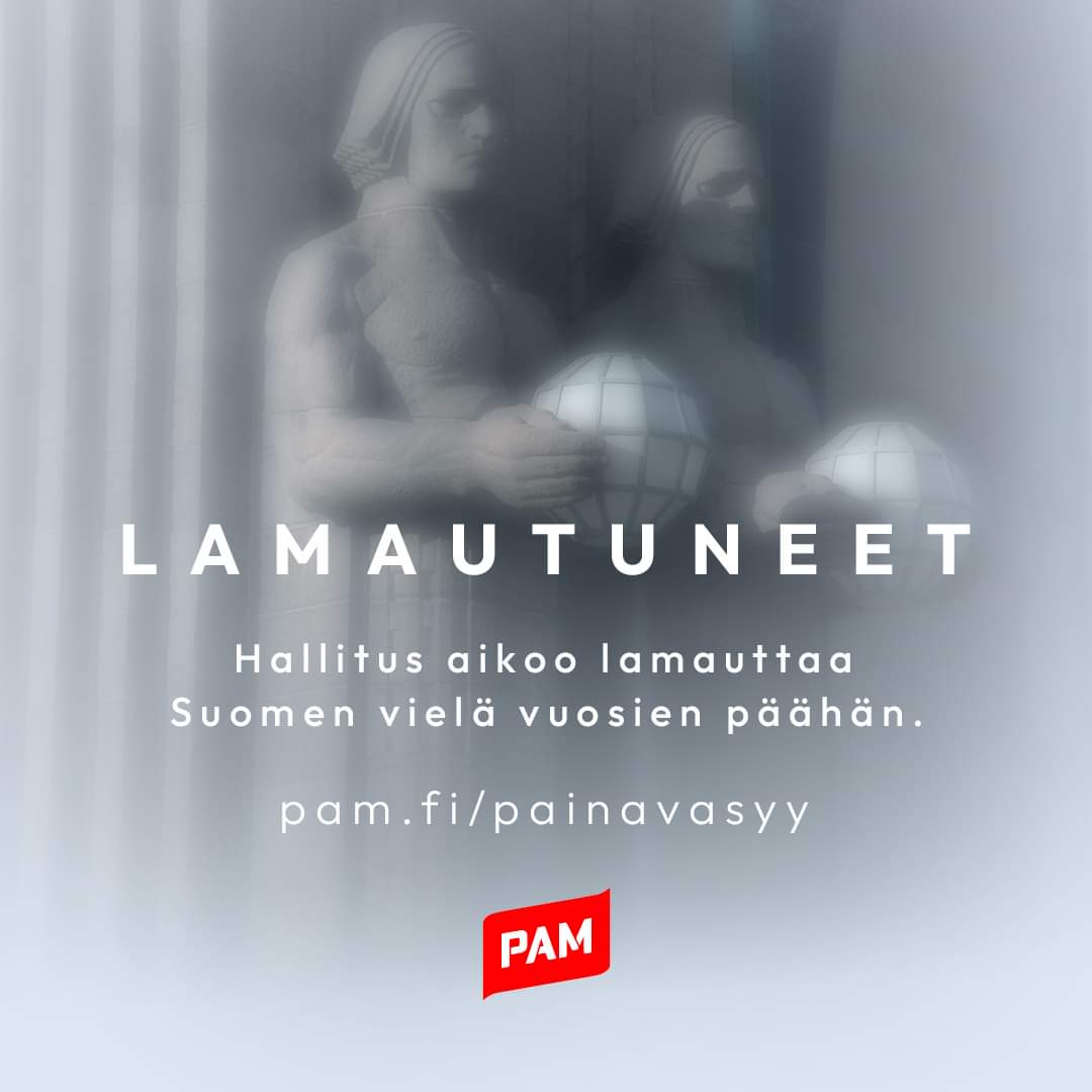 Hallituksen lamautuspaketti oli liikaa VR:lle – mutta niin se on myös lamautuksen kohteeksi joutuville työntekijöille. Viestimme päättäjille vedettiin alas rautatieaseman näytöiltä, mutta se ei meitä lannista. Kampanjointi lamautuspakettia vastaan jatkuu yhä. ✊
<a href="/pamliitto/">Palvelualojen ammattiliitto PAM ry</a>