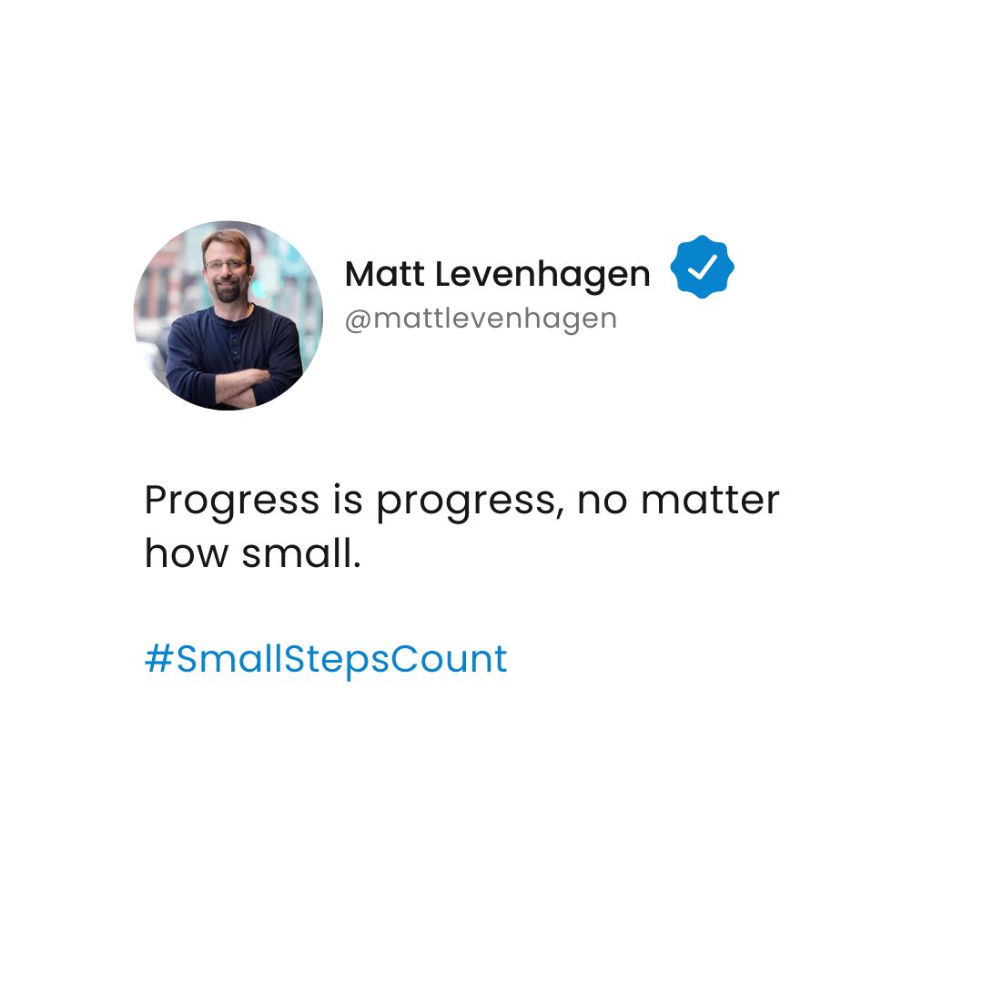 mattlevenhagen's tweet photo. Behind every entrepreneur's #success story are countless small wins – and it's all worth celebrating!
The late nights, early mornings & countless challenges we overcame that make the big dreams possible. It's these little victories that shape your journey. 🚀
#SmallStepsCount https://t.co/ykeXgXU6e7