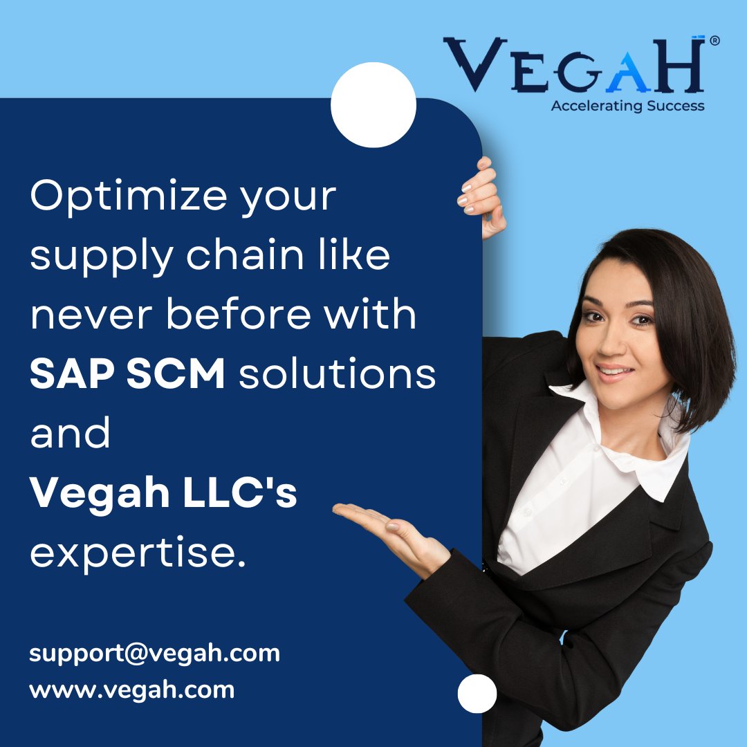 Optimize your supply chain like never before with SAP SCM solutions and Vegah LLC's expertise.

#Vegah  #VegahLLC #SupplyChainOptimization #SAPSCM #Expertise #Logistics #Efficiency #Innovation #BusinessSolutions #SupplyChainManagement #Technology #DataAnalysis  #Collaboration