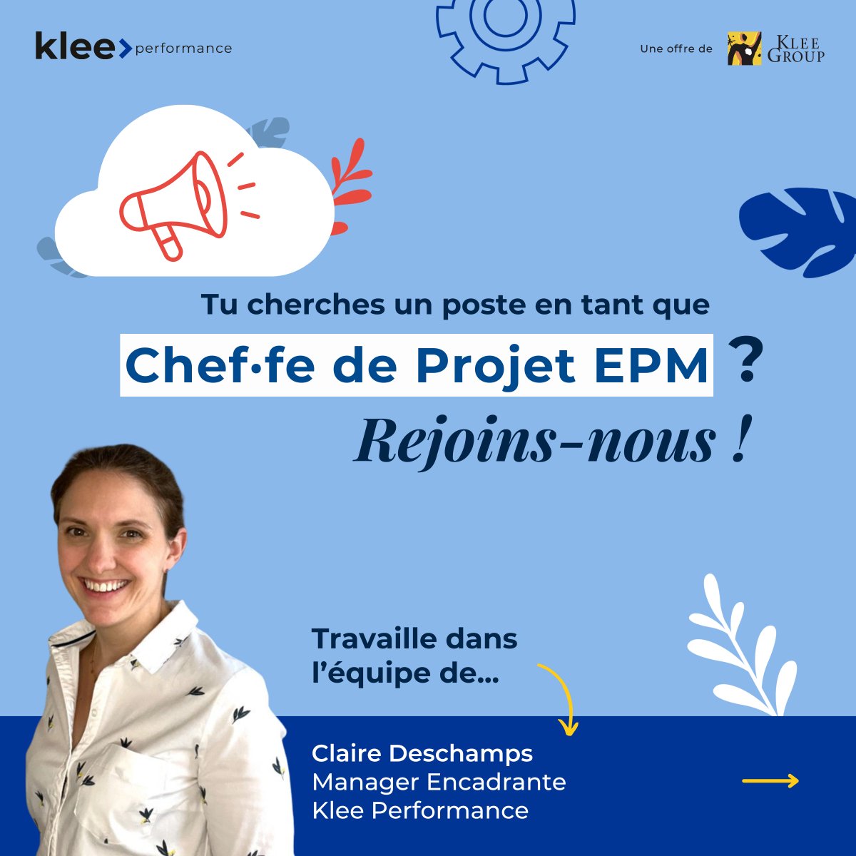 🚨 Rejoins-nous et deviens Klee Performer !​

CDI - Télétravail hybride - Région Parisienne, Lyon, Lille, Nantes et Strasbourg​

Envie de postuler ? 👇​
jobs.kleegroup.com/jobs/3484623-c…​

#JobAlert #Emploi #OffreEmploi #EPM #ChefdeProje
