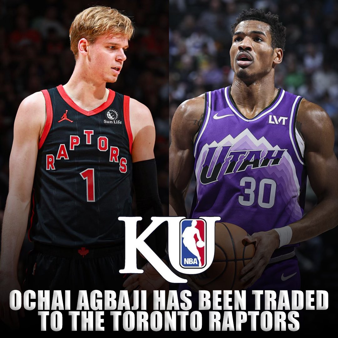 Ochai Agbaji has been traded to the Toronto Raptors, where he’ll join fellow Jayhawk Gradey Dick!