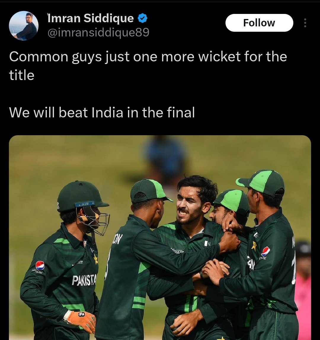 This aged well,

Pakistan beat India without winning the Semi final 😂😂😂 
#AUSvPAK #GeneralElectionN0W
