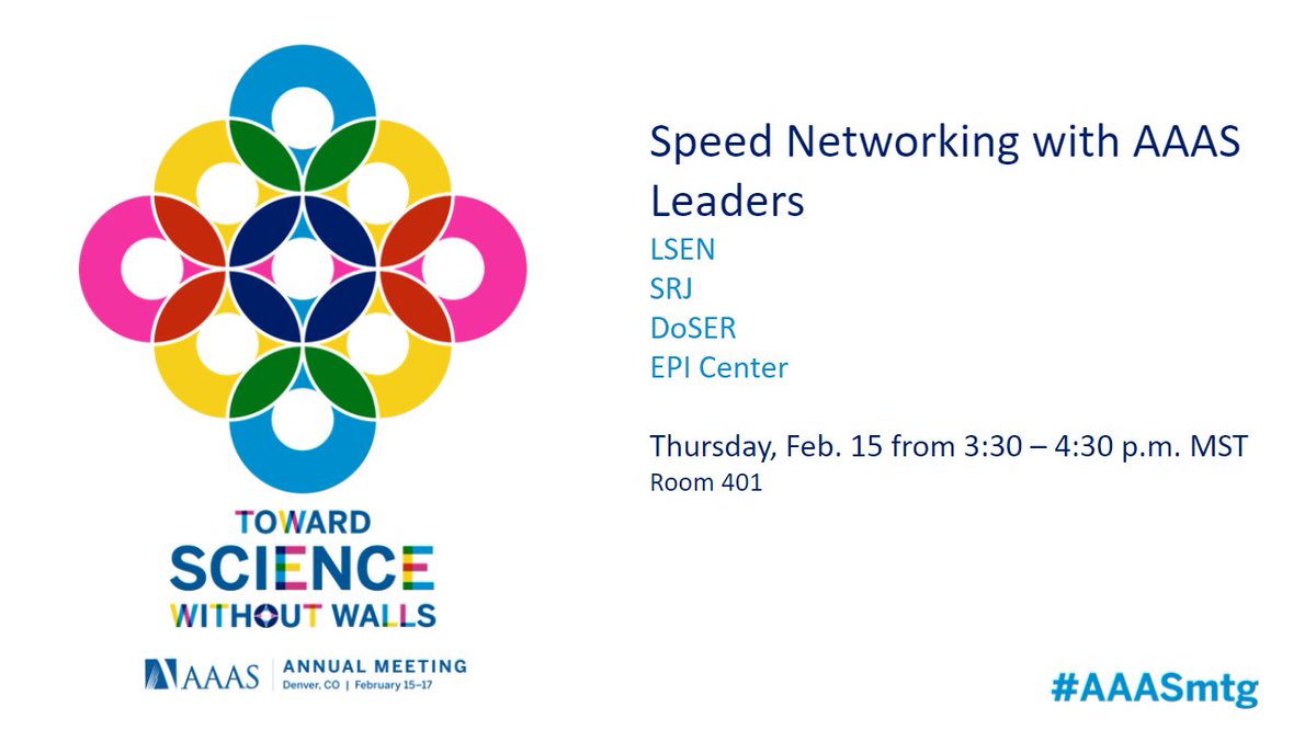 AAAS Members (@aaasmember) on Twitter photo AAAS Members at the #AAASmtg will get a chance to connect in person with leaders of <a href="/aaas/">AAAS</a> programs that have high impact in society. Join us Feb. 15 for “Speed Networking with AAAS Leaders.”
<a href="/AAAS_LSEN/">Local Science Engagement Network (LSEN)</a> <a href="/AAAS_SRJ/">Center for Scientific Responsibility & Justice</a> <a href="/AAASEPICenter/">AAAS EPI Center</a> <a href="/AAAS_DoSER/">AAAS_DoSER</a>
aaas.confex.com/aaas/2024/meet… AAAS Members at the #AAASmtg will get a chance to connect in person with leaders of <a href="/aaas/">AAAS</a> programs that have high impact in society. Join us Feb. 15 for “Speed Networking with AAAS Leaders.”
<a href="/AAAS_LSEN/">Local Science Engagement Network (LSEN)</a> <a href="/AAAS_SRJ/">Center for Scientific Responsibility & Justice</a> <a href="/AAASEPICenter/">AAAS EPI Center</a> <a href="/AAAS_DoSER/">AAAS_DoSER</a>
aaas.confex.com/aaas/2024/meet…