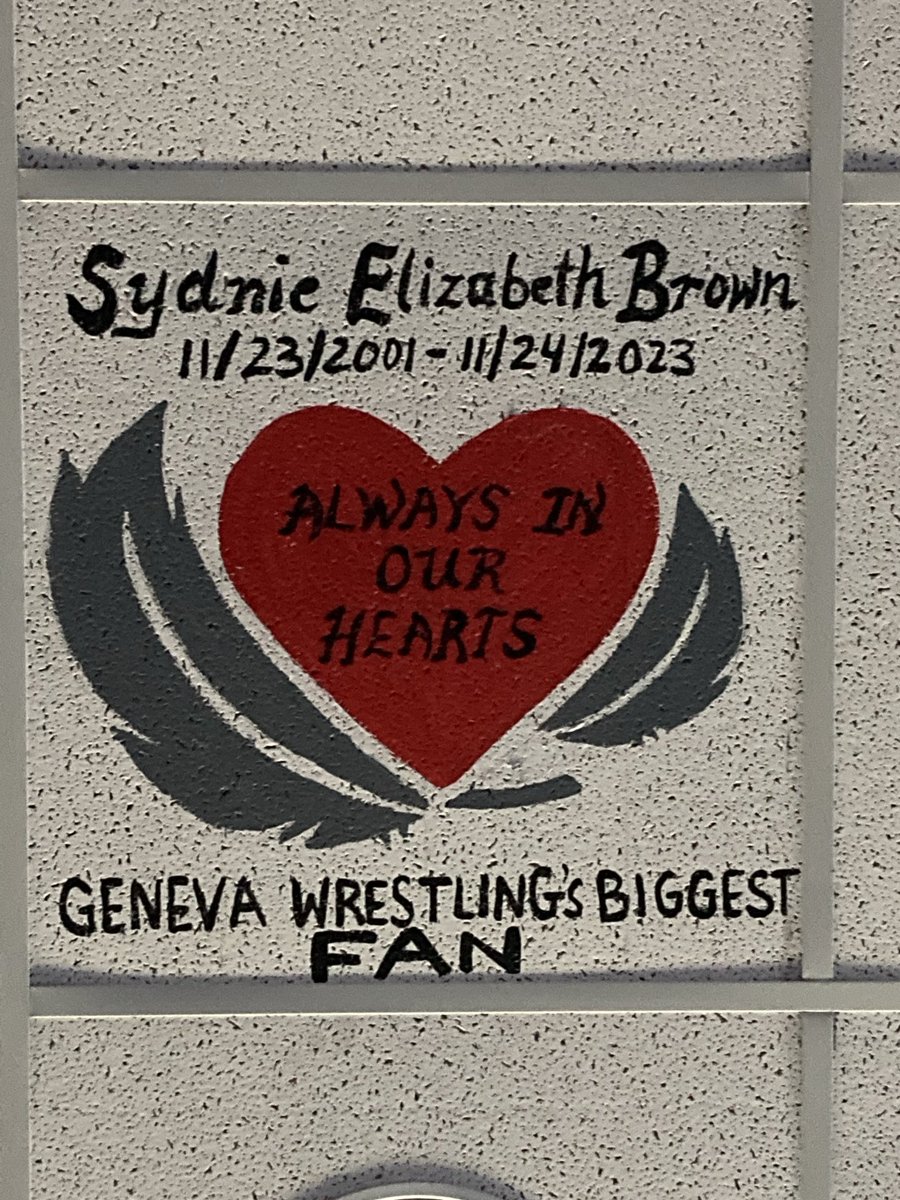 Geneva Wrestlings most recent ceiling tile was put up in the wrestling room. Thank you Mrs. Monahan for painting it for us.