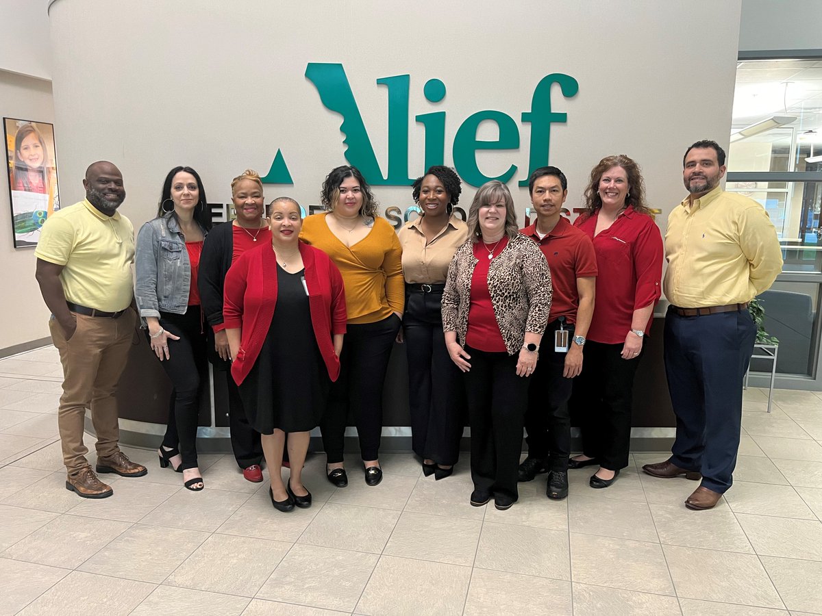 Alief District Attendance Team wearing red, gold, and yellow to celebrate the Lunar Year. #AttendanceMatters #AliefProud