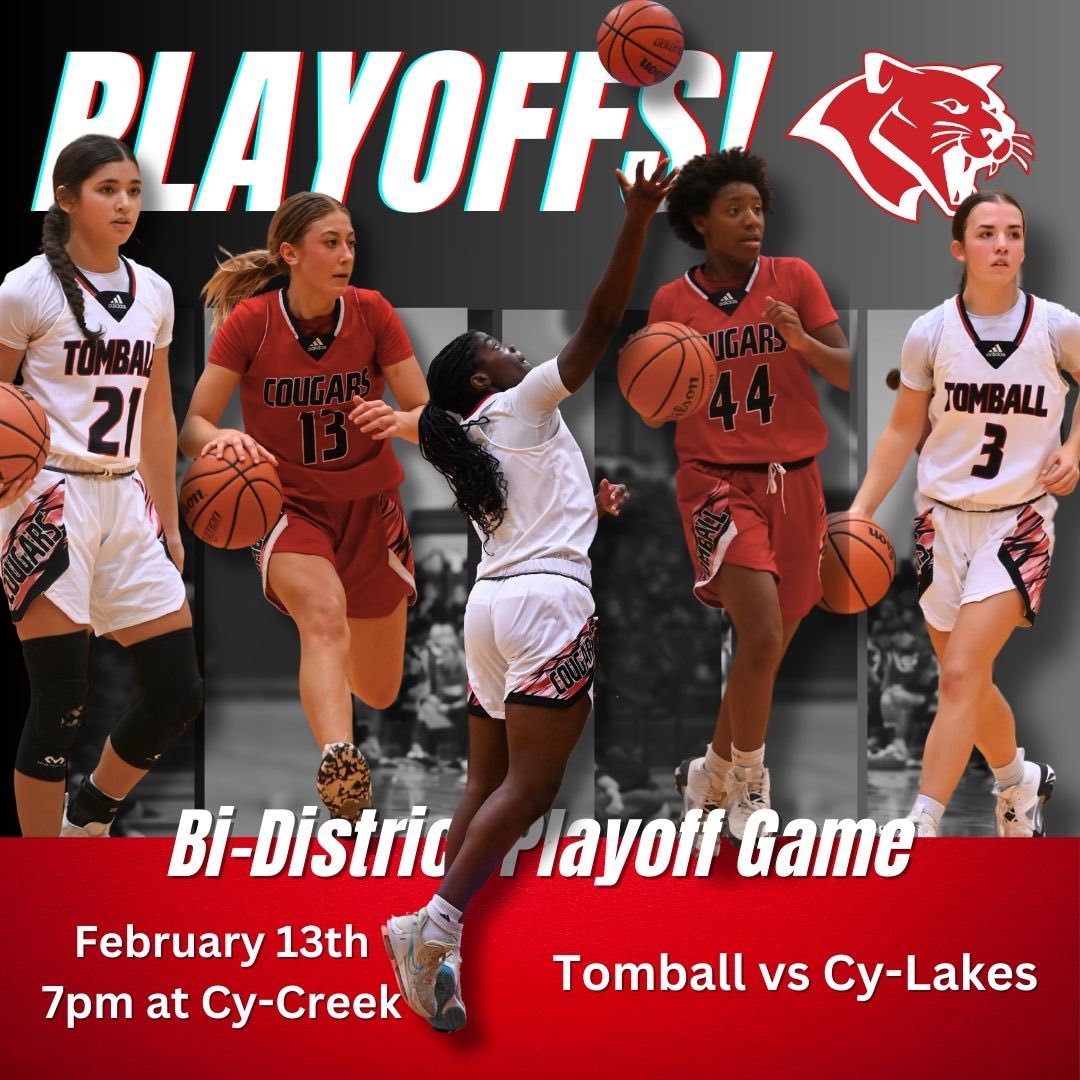 PLAYOFFS!!! 🏀 
Mark your 🗓️ first game is Tuesday Feb 13th!  

Bi-District Playoff Game 

🆚 CY-LAKES 

⏰ 7:00PM Tuesday Feb 13th 

📍 Cy-Creek HS 

#Allin #Weworkalatte