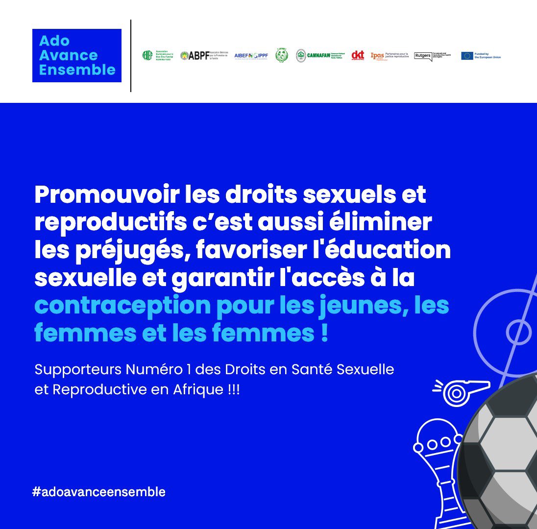 TiemtoreFarida's tweet photo. En tant que supporteur Numéro 1 des droit en santé sexuel et reproductive (#DSSR), éliminer les préjugés, favoriser l'éducation sexuelle et garantir l'accès à la contraception sont des piliers incontournables de notre lutte. 

#AAE #AdoAvanceEnsemble #CAN2023 #AFCON23 #IpasAF https://t.co/ghdh0xMVkg